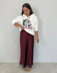 Tensione In - Gonna in satin svasata bordeaux