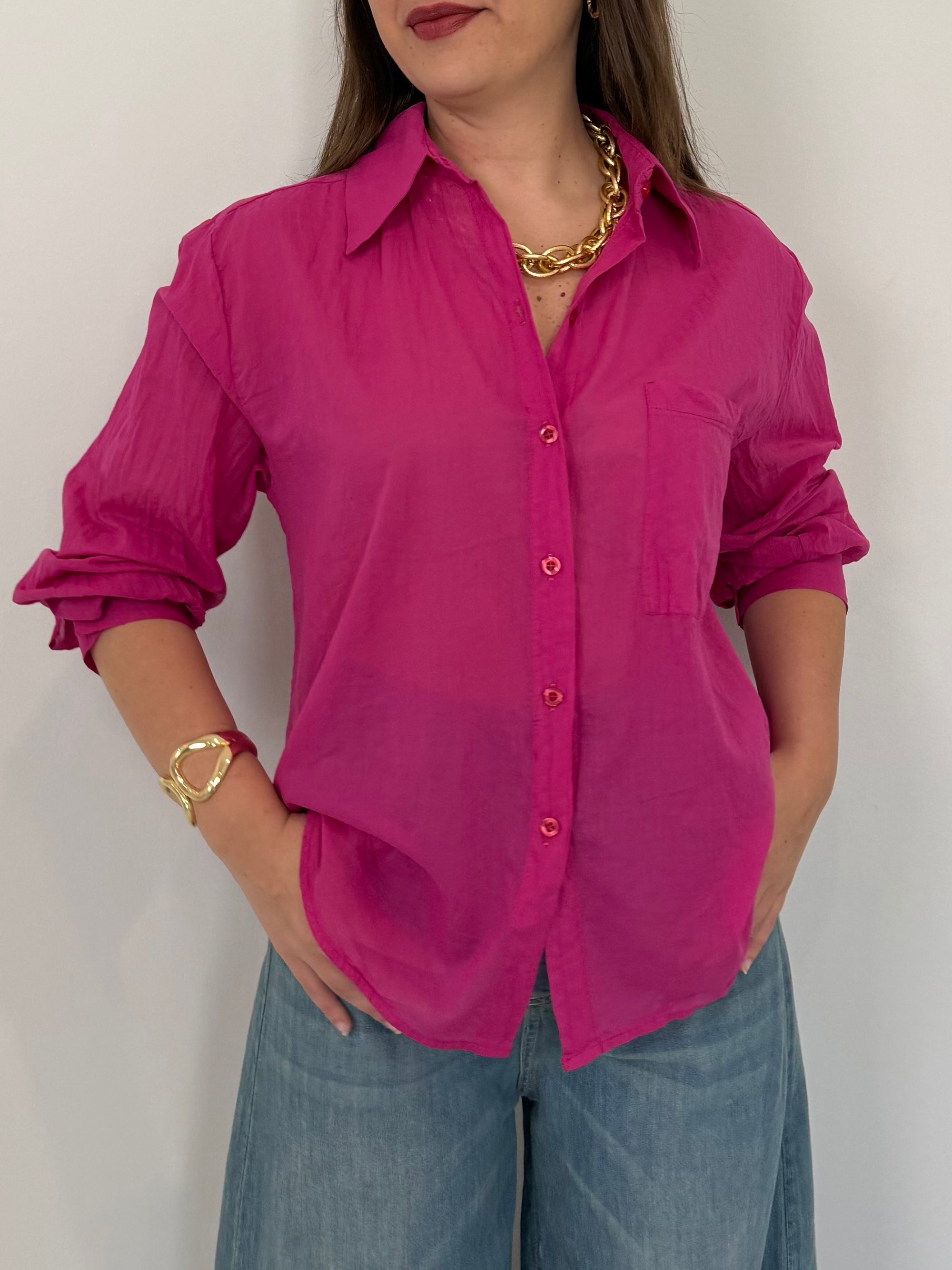 Tensione In - Camicia in cotone fuxia