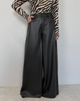 SusyMix - Pantalone palazzo similpelle nero