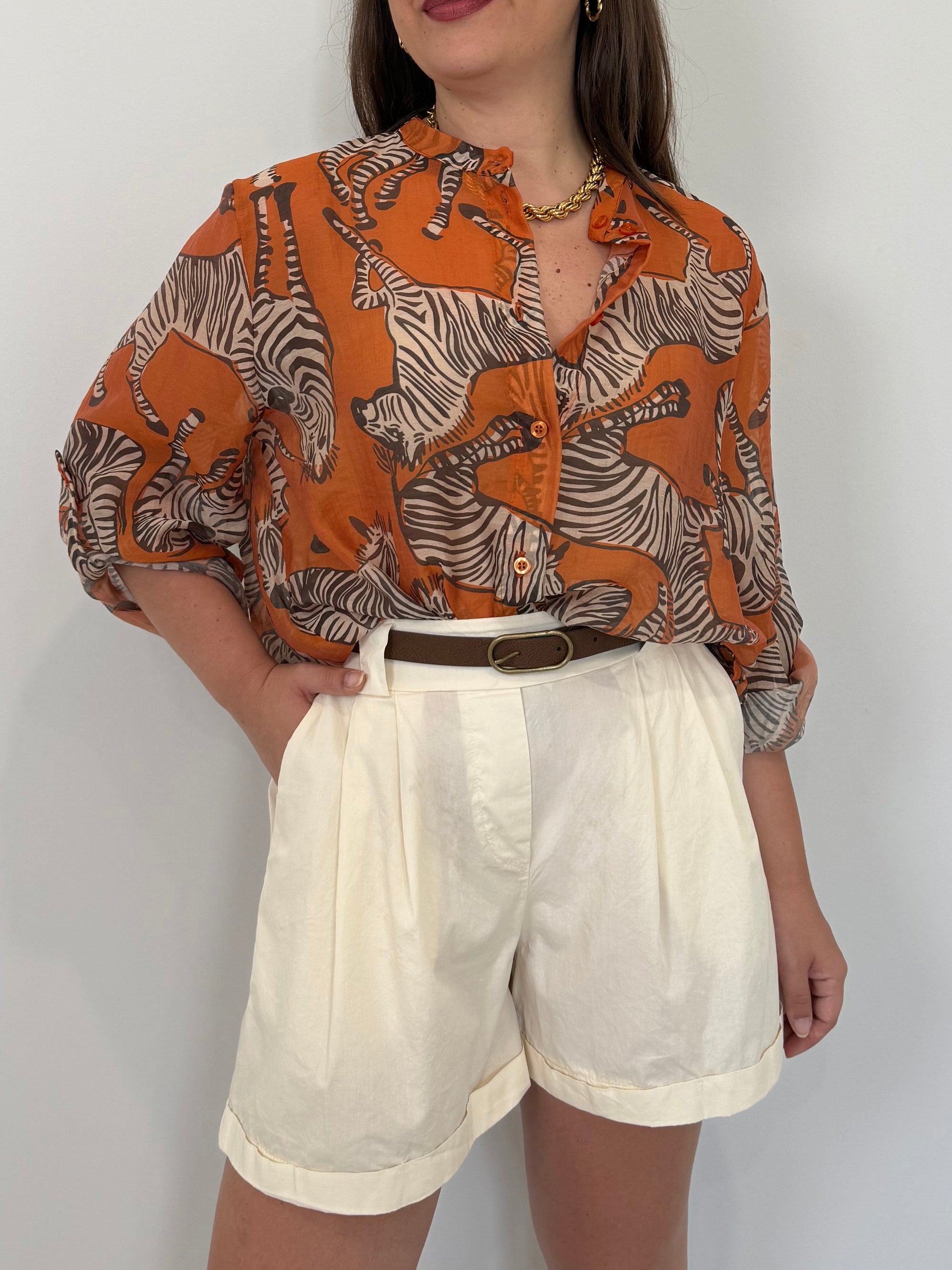 Haveone - Short in cotone con pence burro