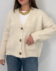 SusyMix - Cardigan tre bottoni panna