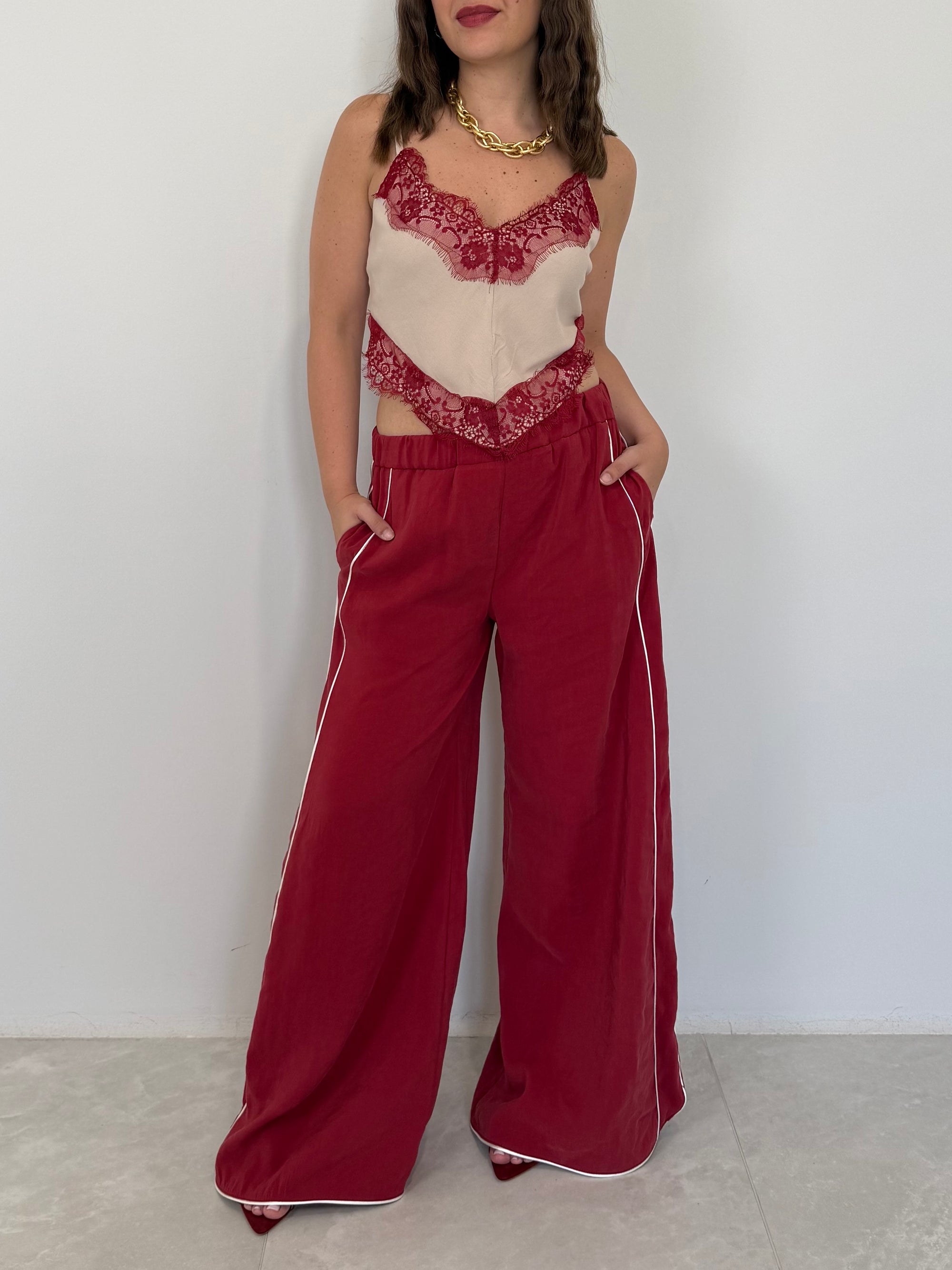 Haveone - Pantalone in cupro con banda india
