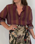 Haveone - Camicia righe larghe viola tabacco