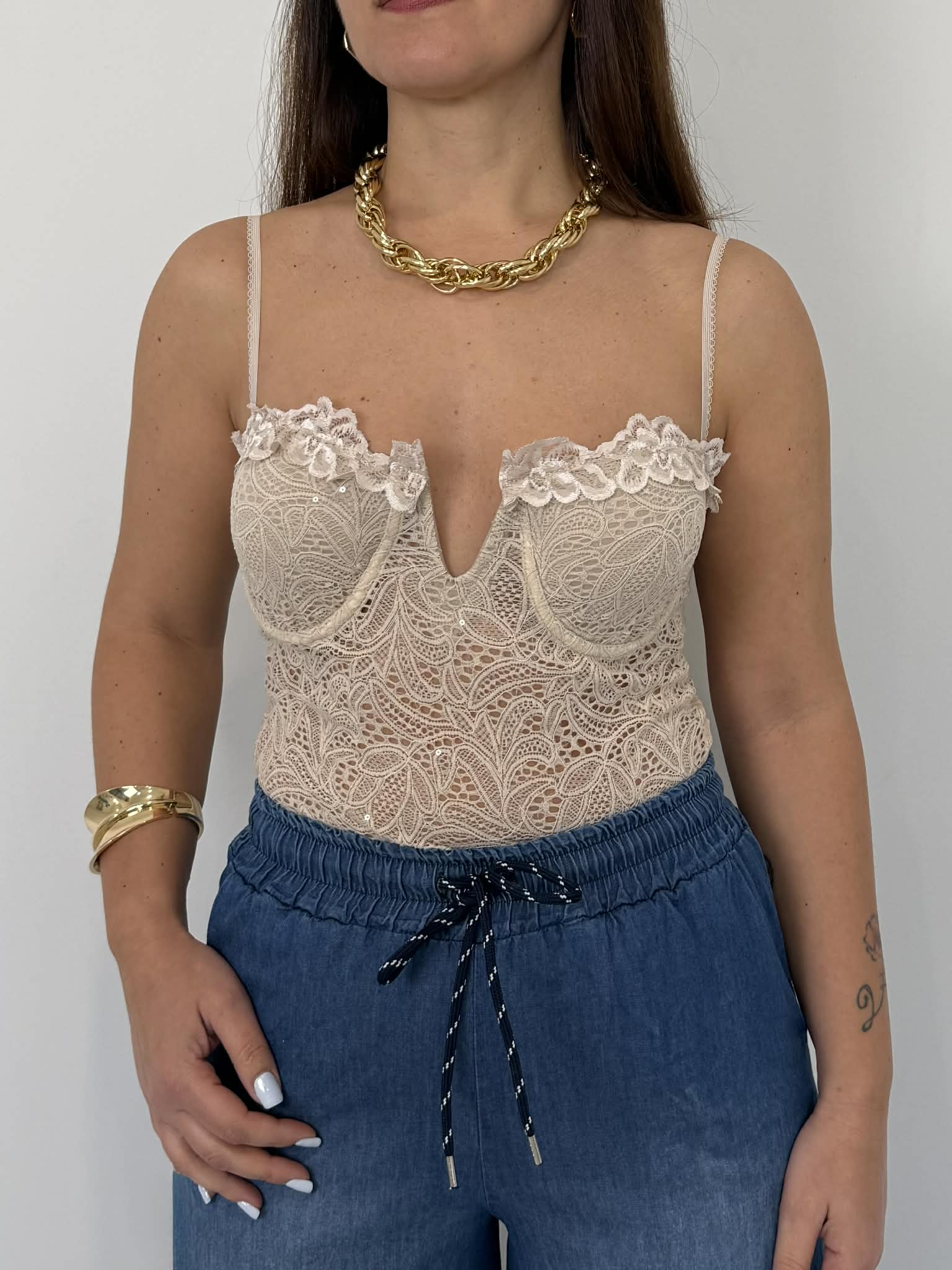 SusyMix - Body in pizzo beige
