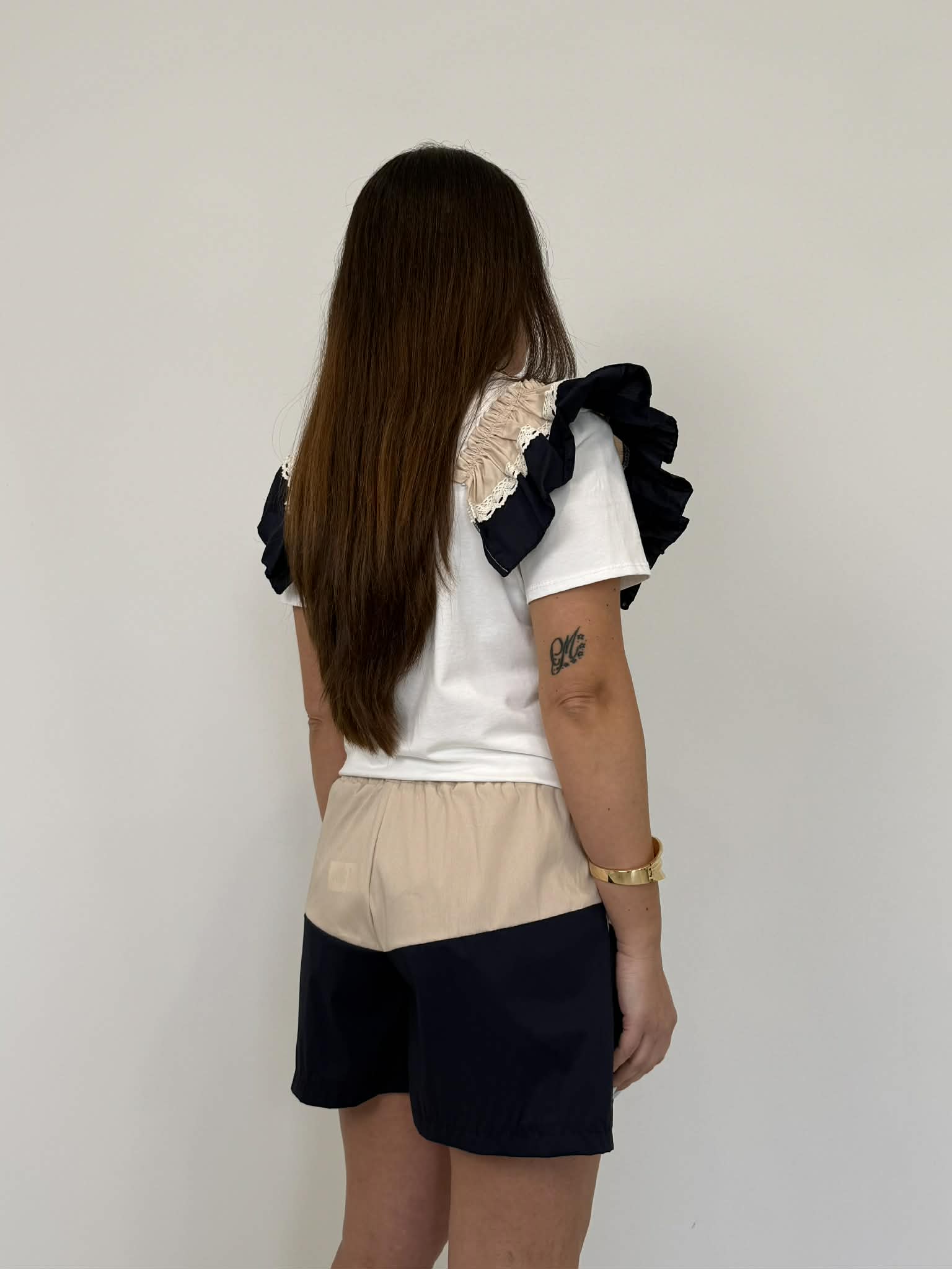SusyMix - Short bicolor blu beige