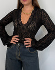 Haveone - Maglia in pizzo nera