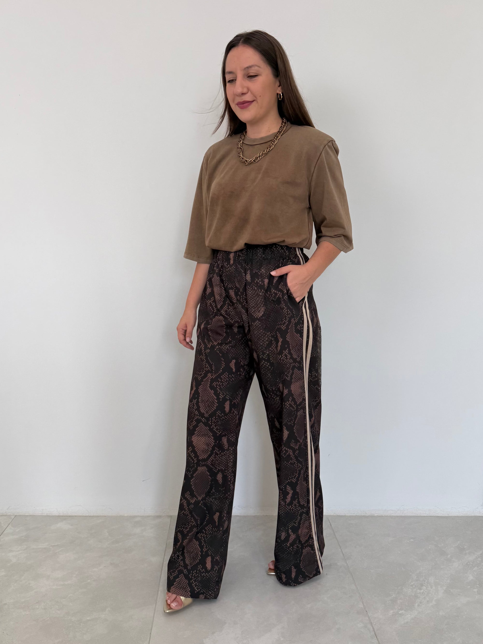 SusyMix - Pantalone animalier con bande