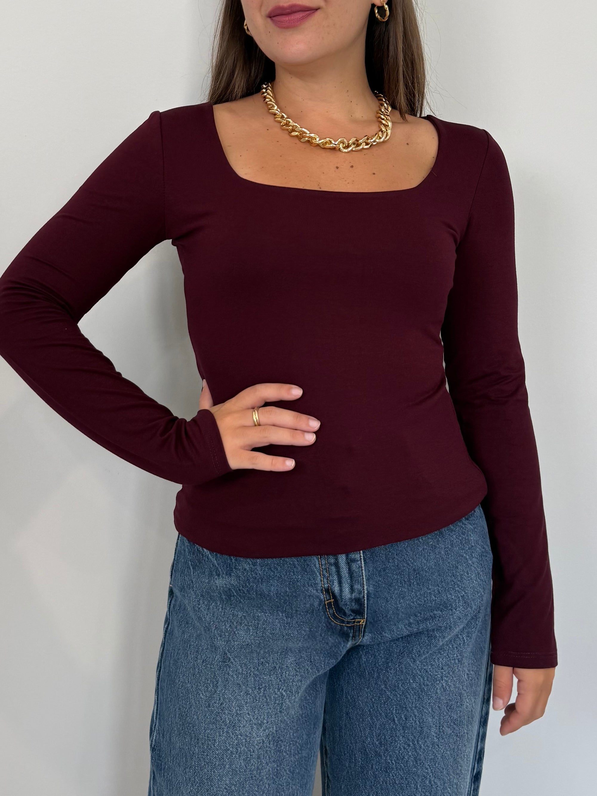 Civico23 - Maglia scollo quadrato bordeaux