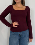 Civico23 - Maglia scollo quadrato bordeaux