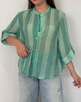 Haveone - Camicia righe larghe acquamarina