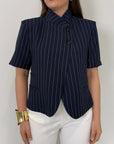 Haveone - Giacca Lady gessata blu
