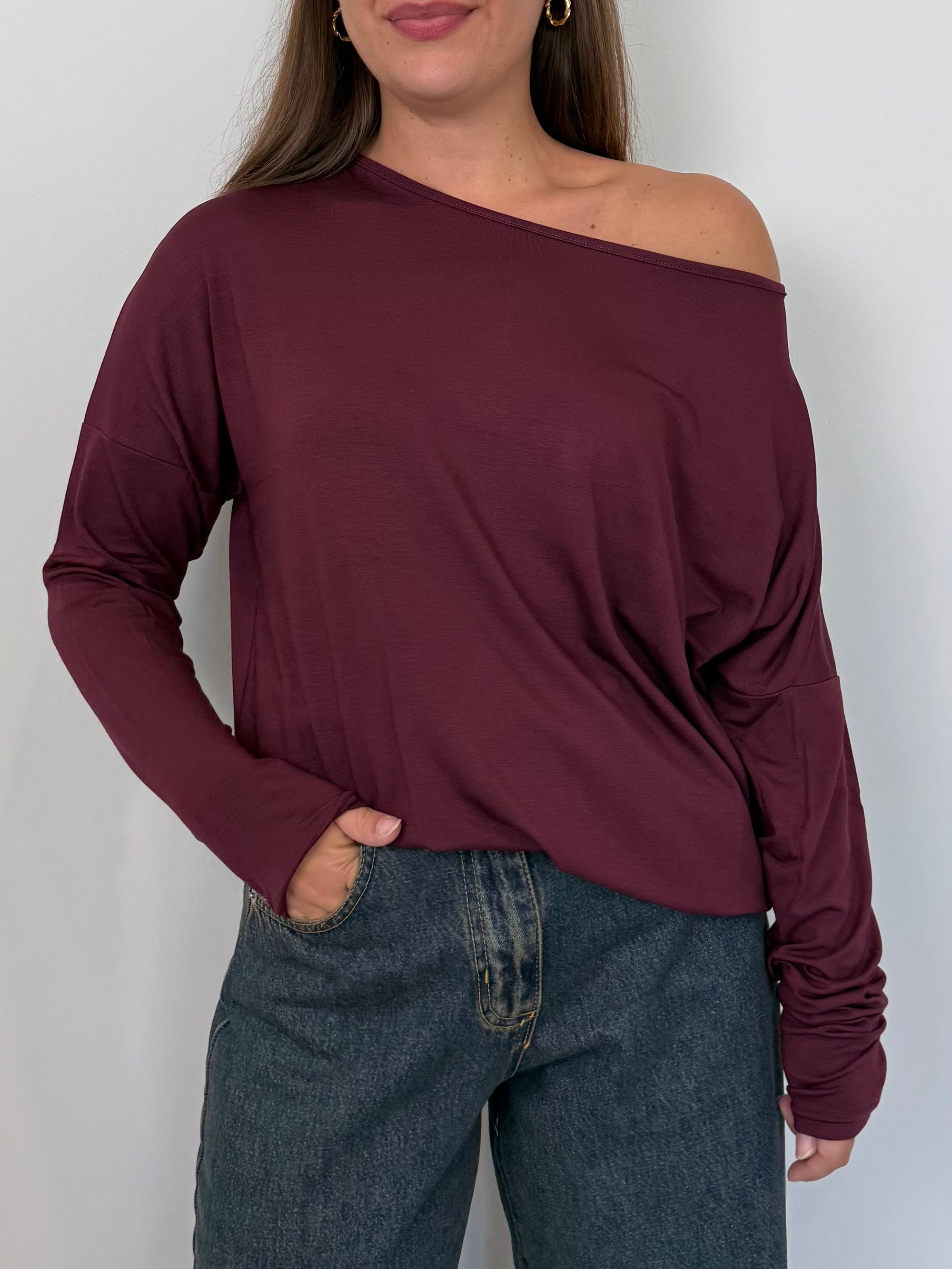 SusyMix - Maglia scatola scollo barca vino