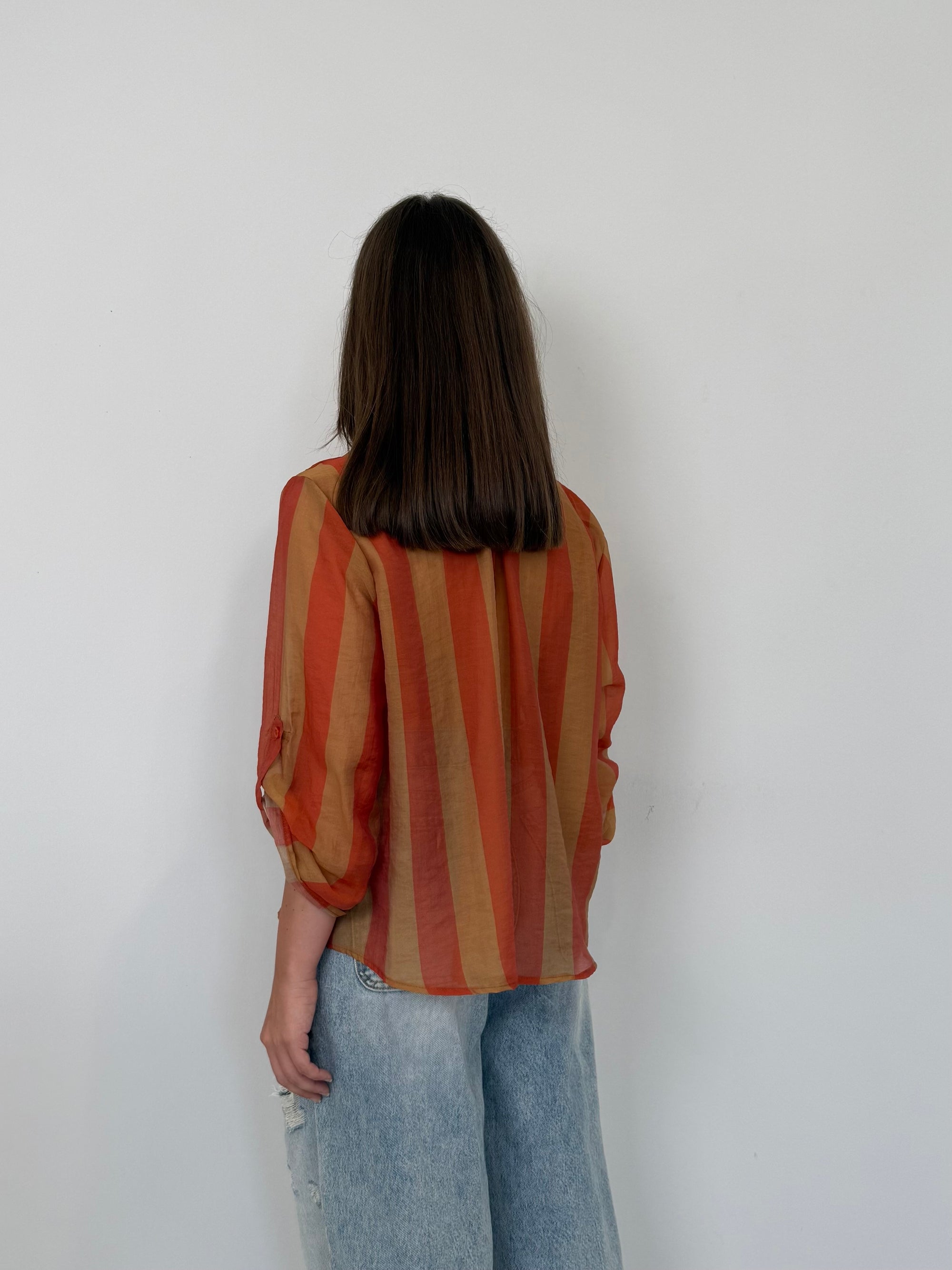 Haveone - Camicia righe larghe arancione/sabbia