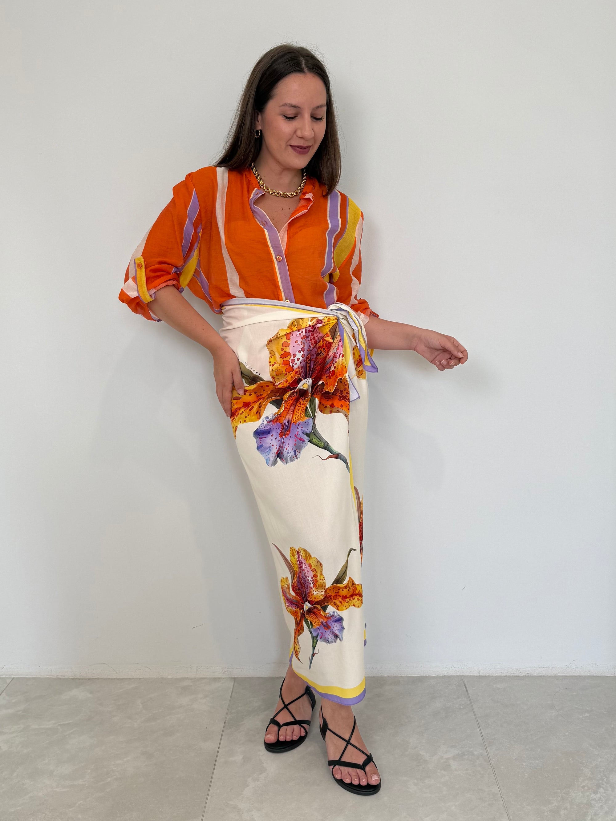 Haveone - Gonna pareo lunga orchidea arancio