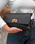Civico23 - Borsa in vera pelle liscia bamboo nera