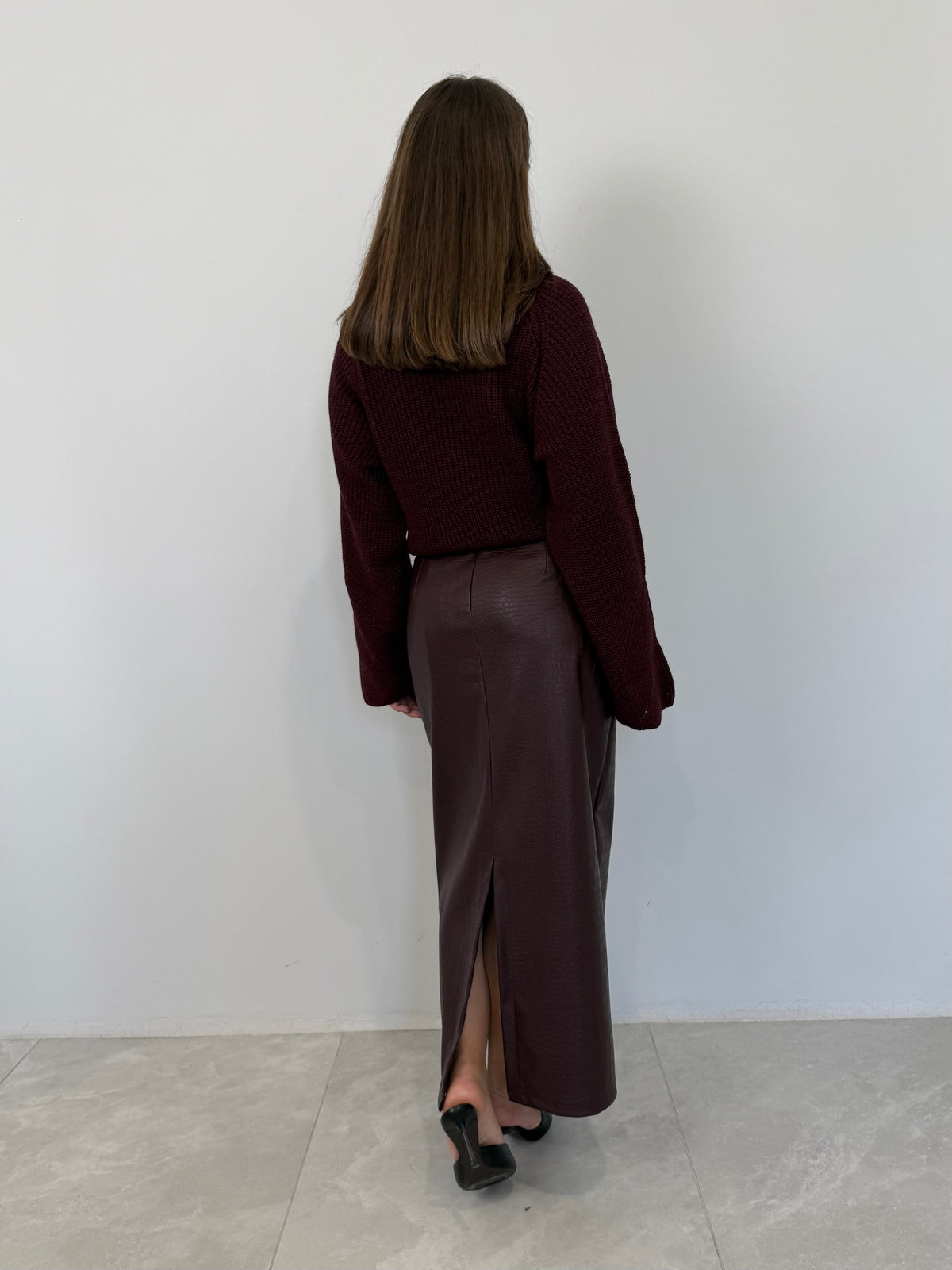 Haveone - Gonna ecopelle cocco bordeaux