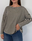 SusyMix - Maglia scatola scollo barca righe nera