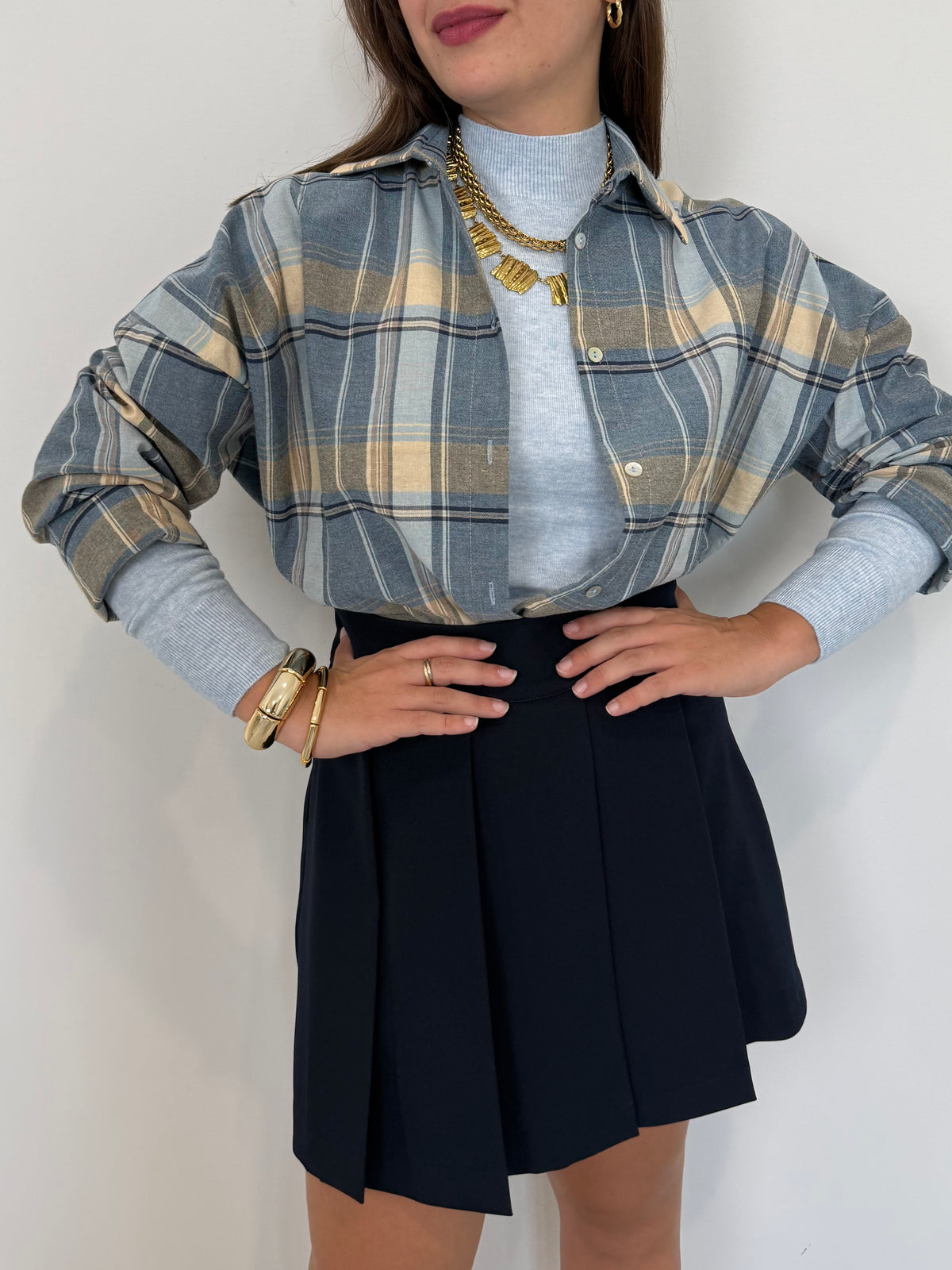 Haveone - Camicia check azzurra