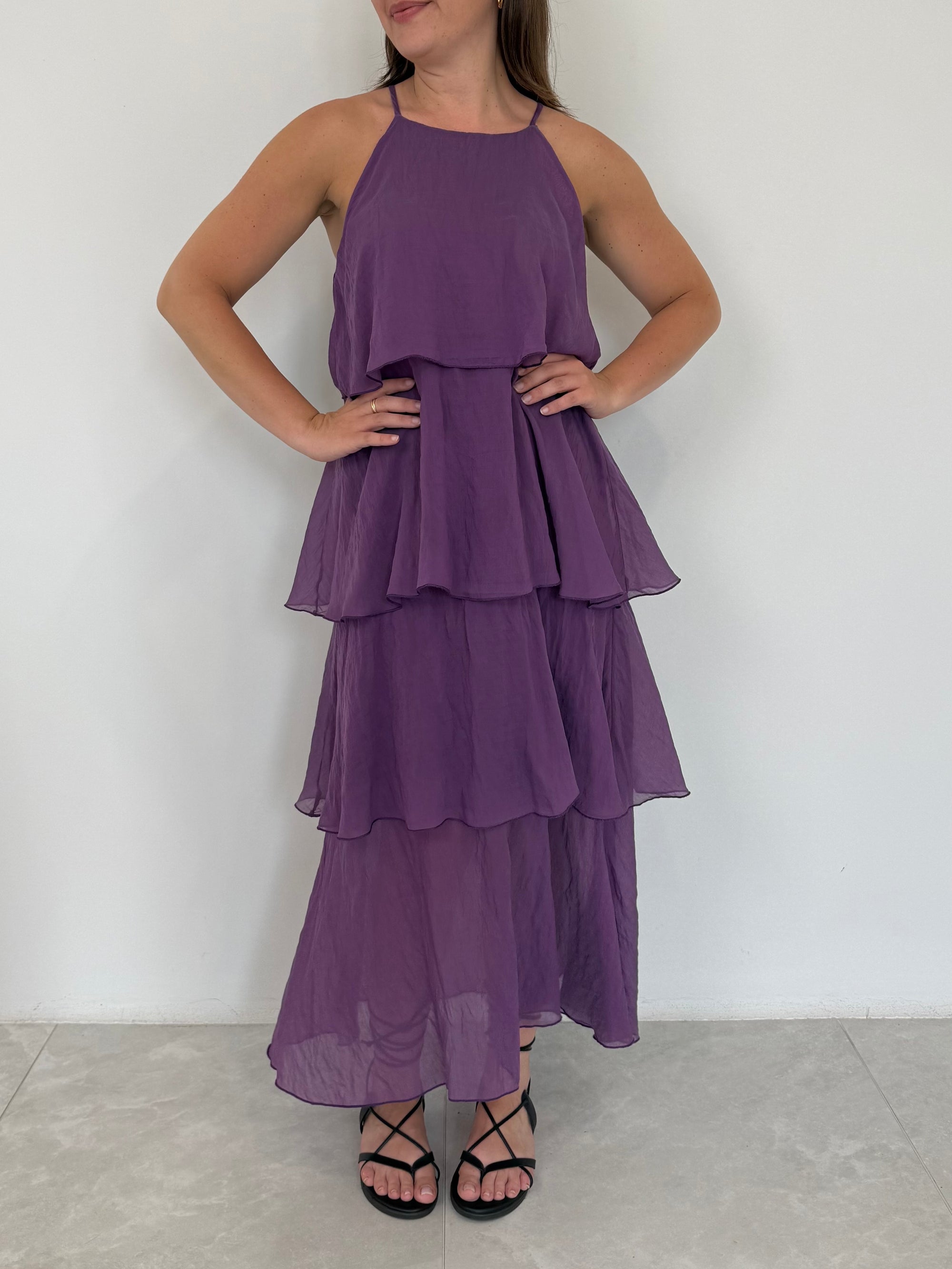 Tensione In - Abito a balze viola