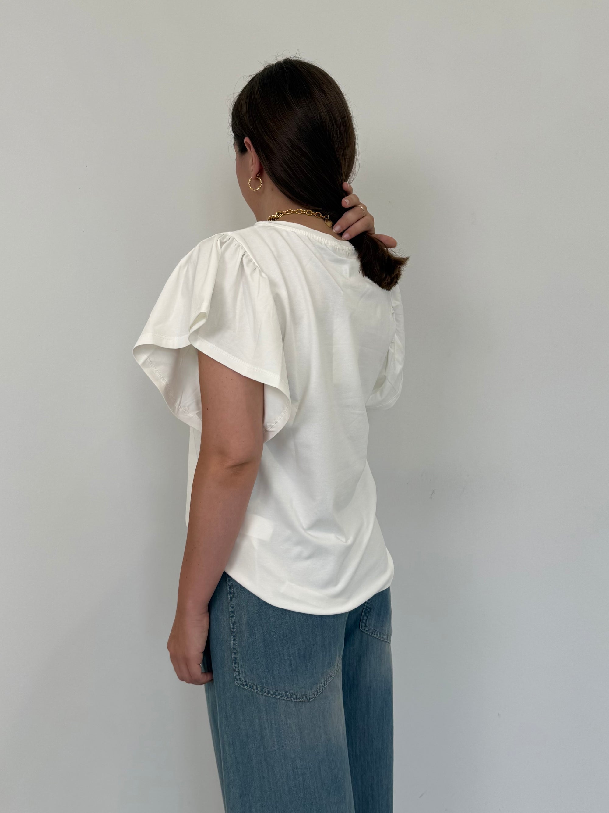 SusyMix - T-shirt con balzine bianca