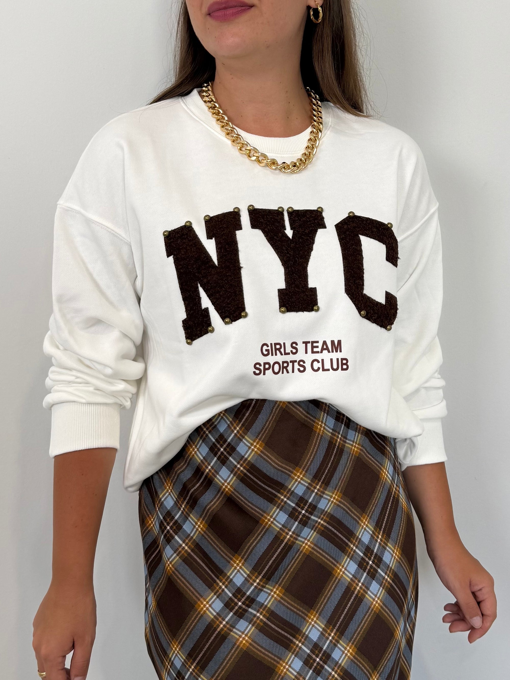 Civico23 - Felpa bianca New York moro