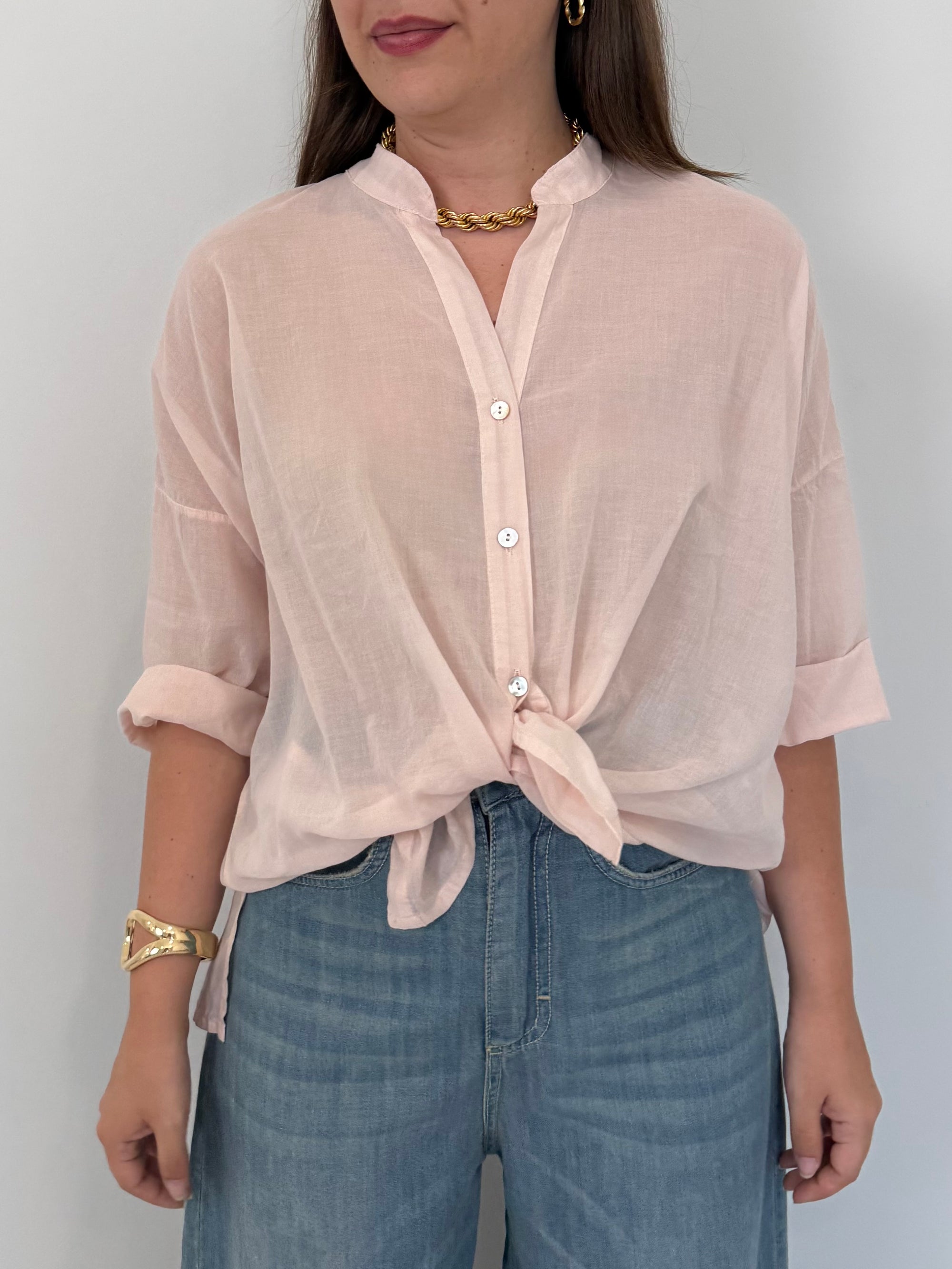 Haveone - Camicia in mussola di cotone rosa