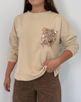 SusyMix - Felpa con tasca paillettes beige