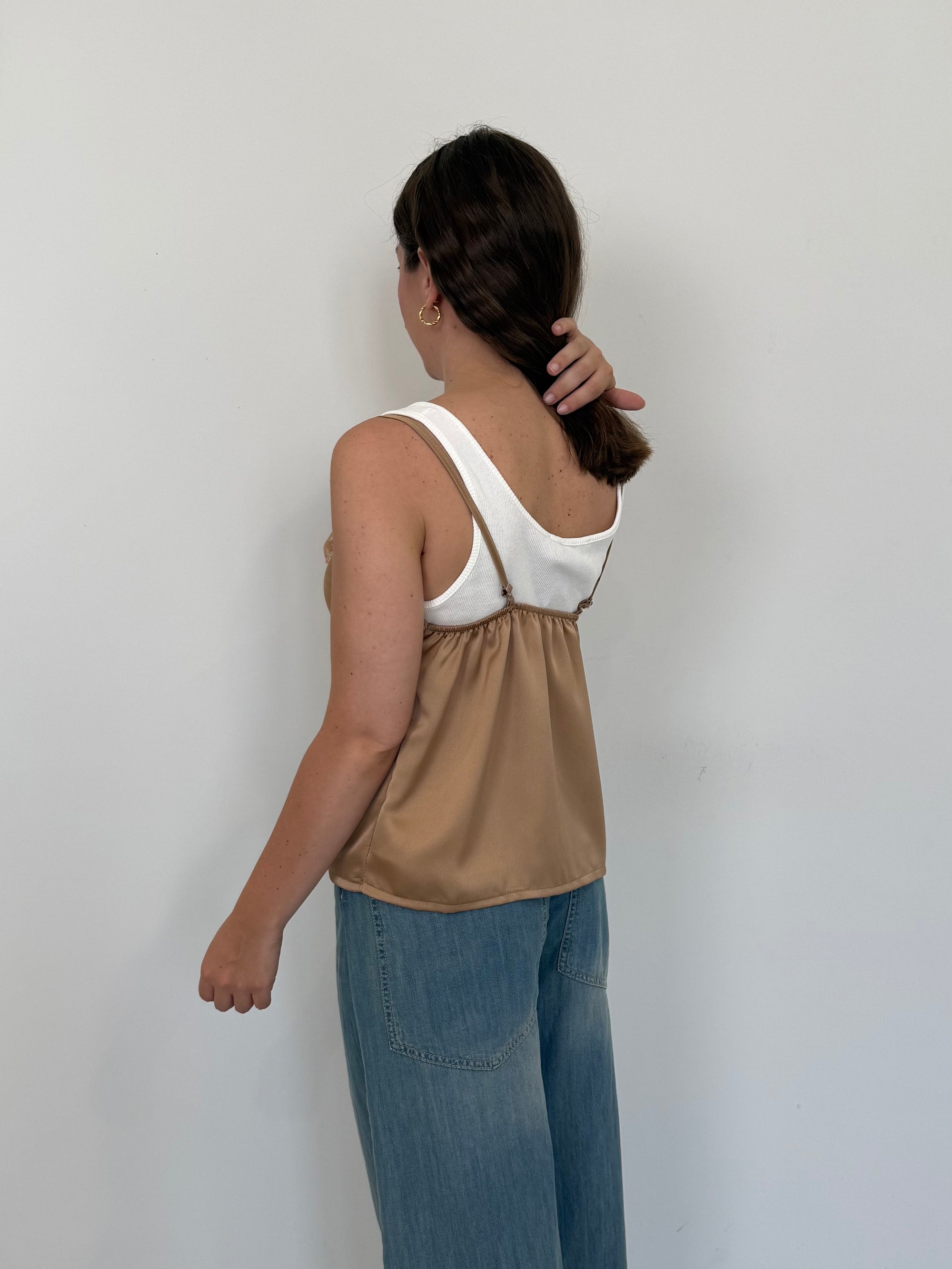 Haveone - Canotta doppia camel/bianco