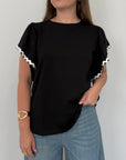 SusyMix - T-shirt nera con onda bianca