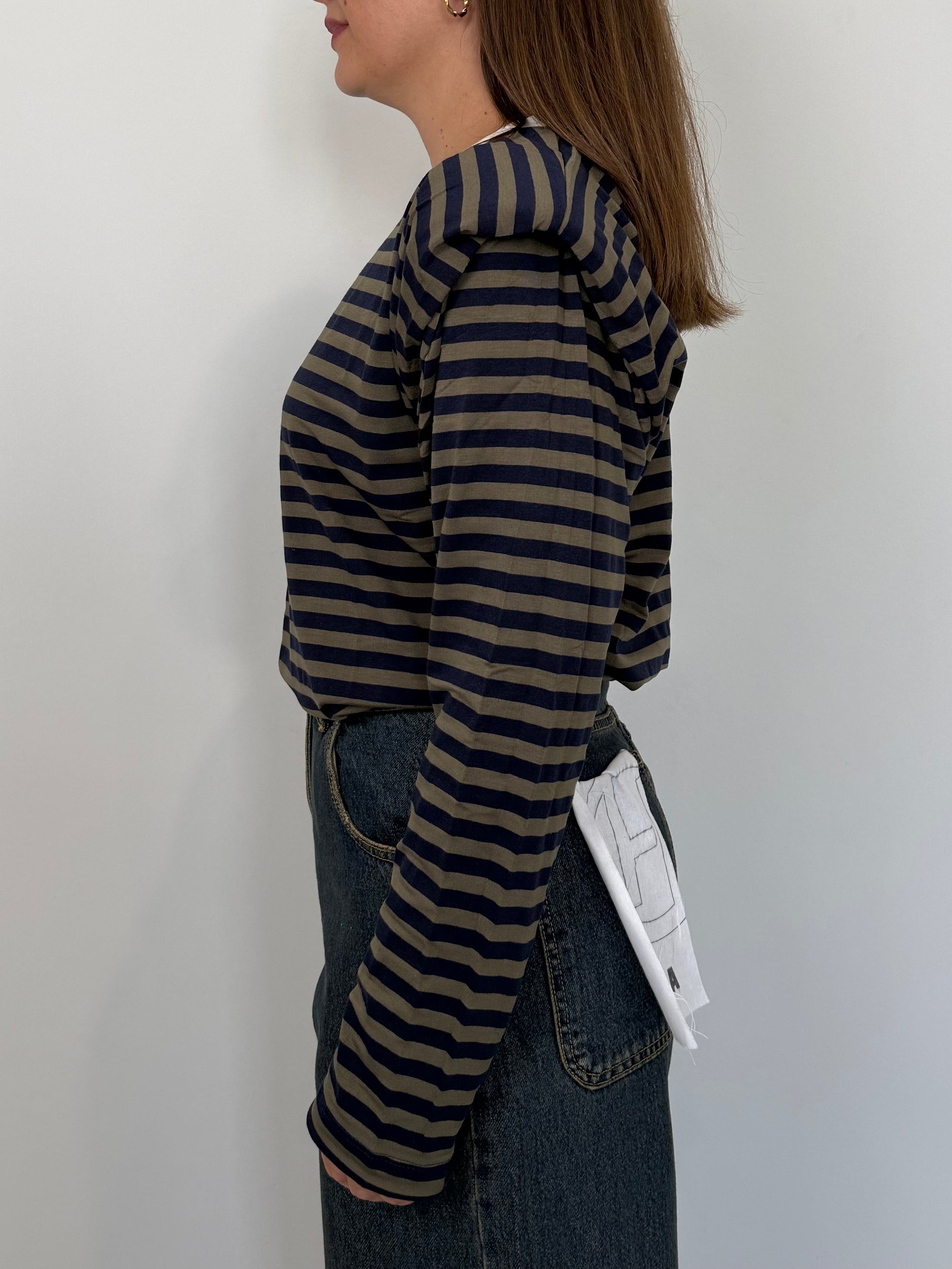 Haveone - Maglia spalline righe fango