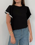 SusyMix - T-shirt nera con onda bianca