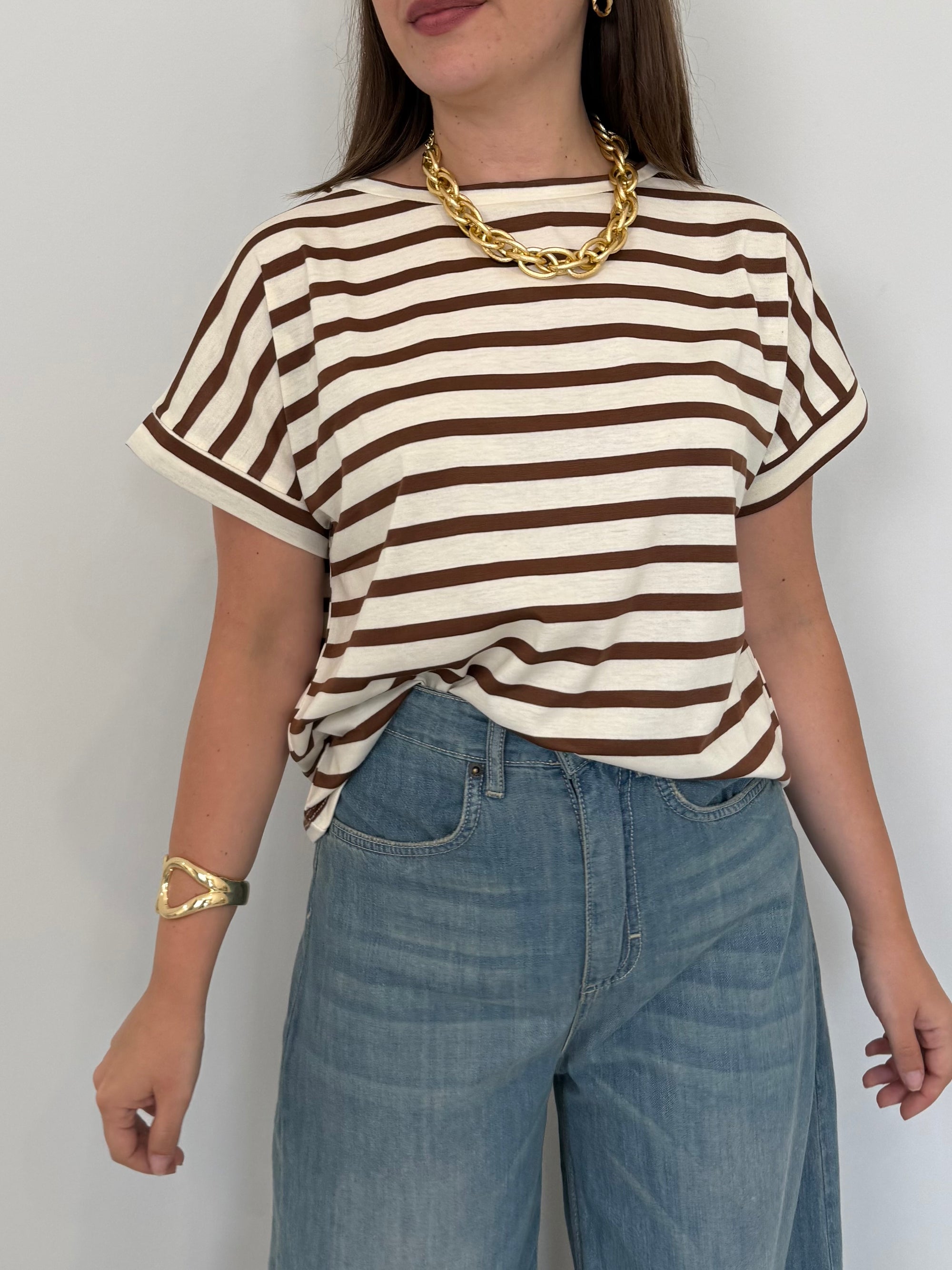 SusyMix - T-shirt righe tabacco