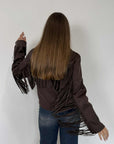 Civico23 - Giubbino in suede con frange moro