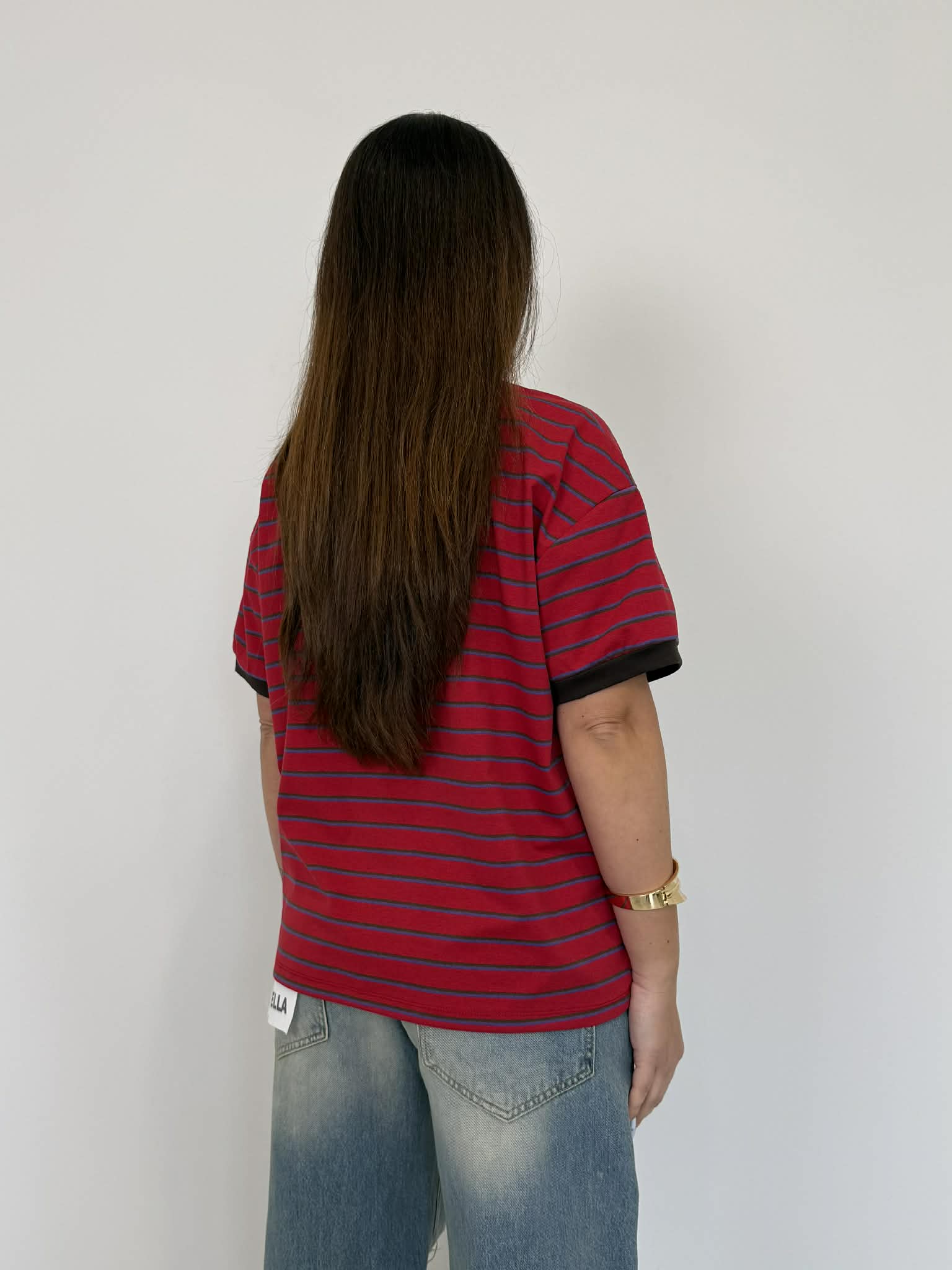 Tensione In - T-shirt righe rosso viola