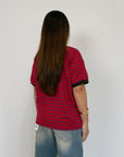 Tensione In - T-shirt righe rosso viola