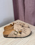 Sabot beige con frange