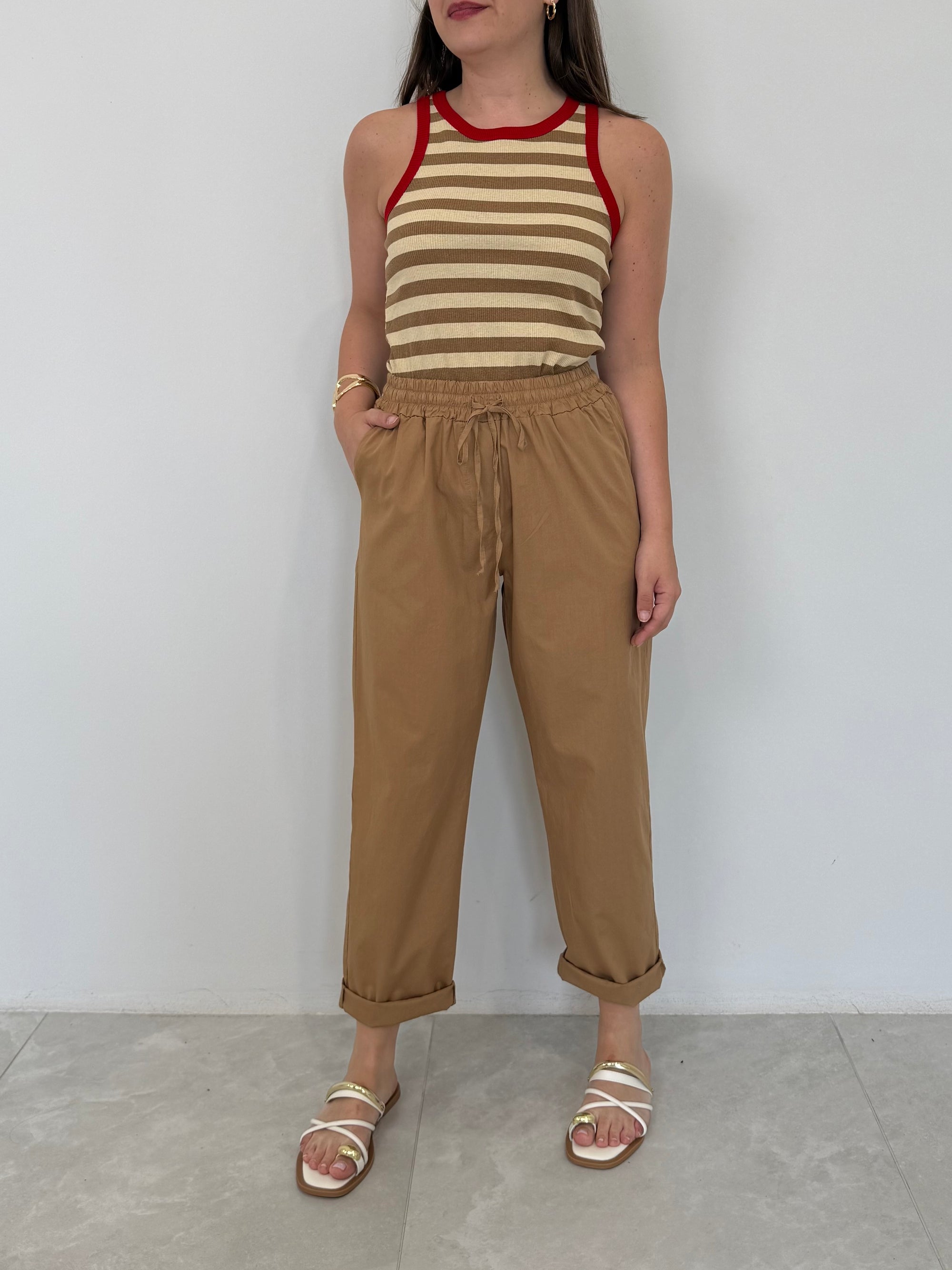 Haveone - Pantalone leggero cammello