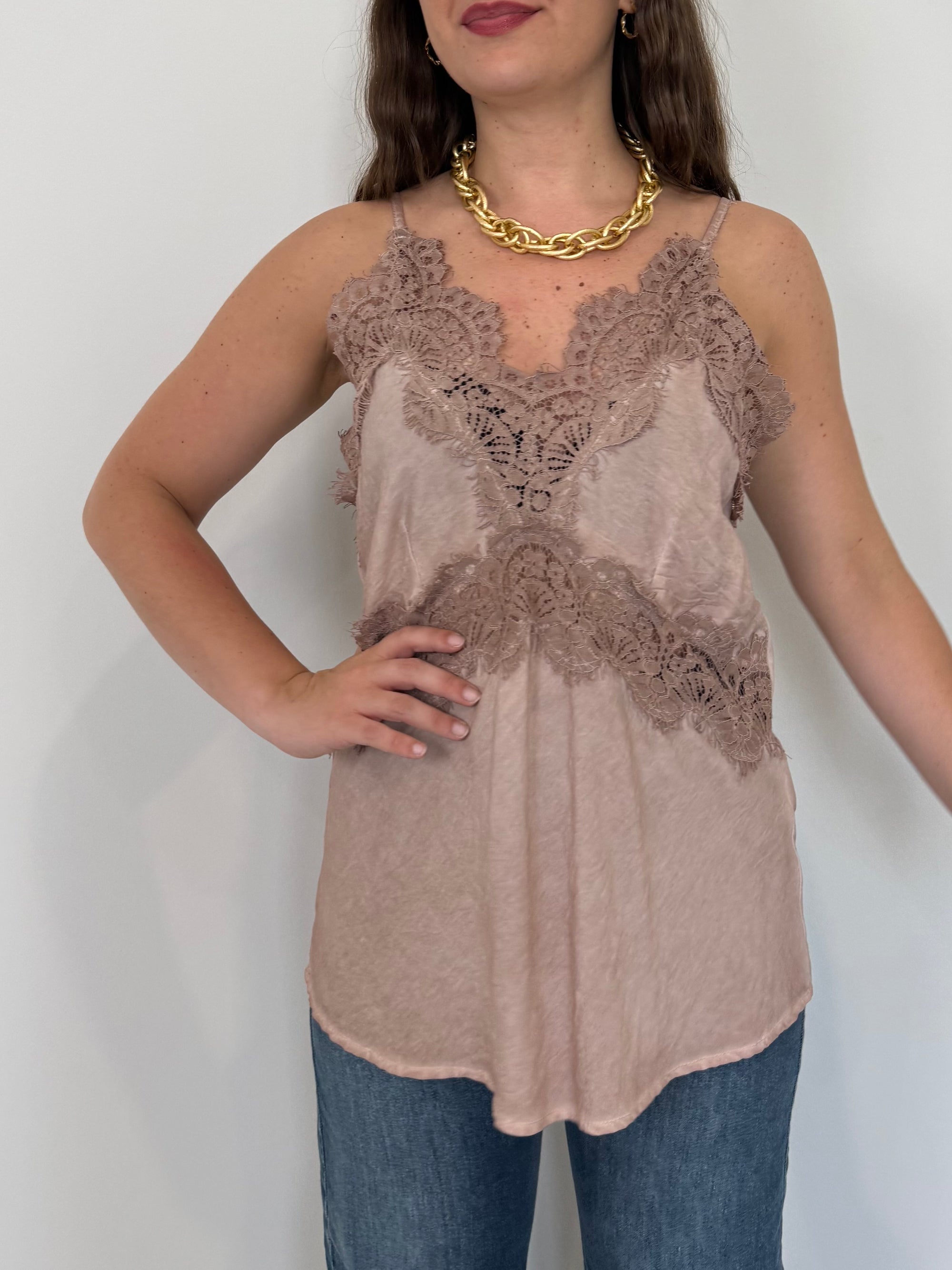 Haveone - Canotta lingerie rosa antico