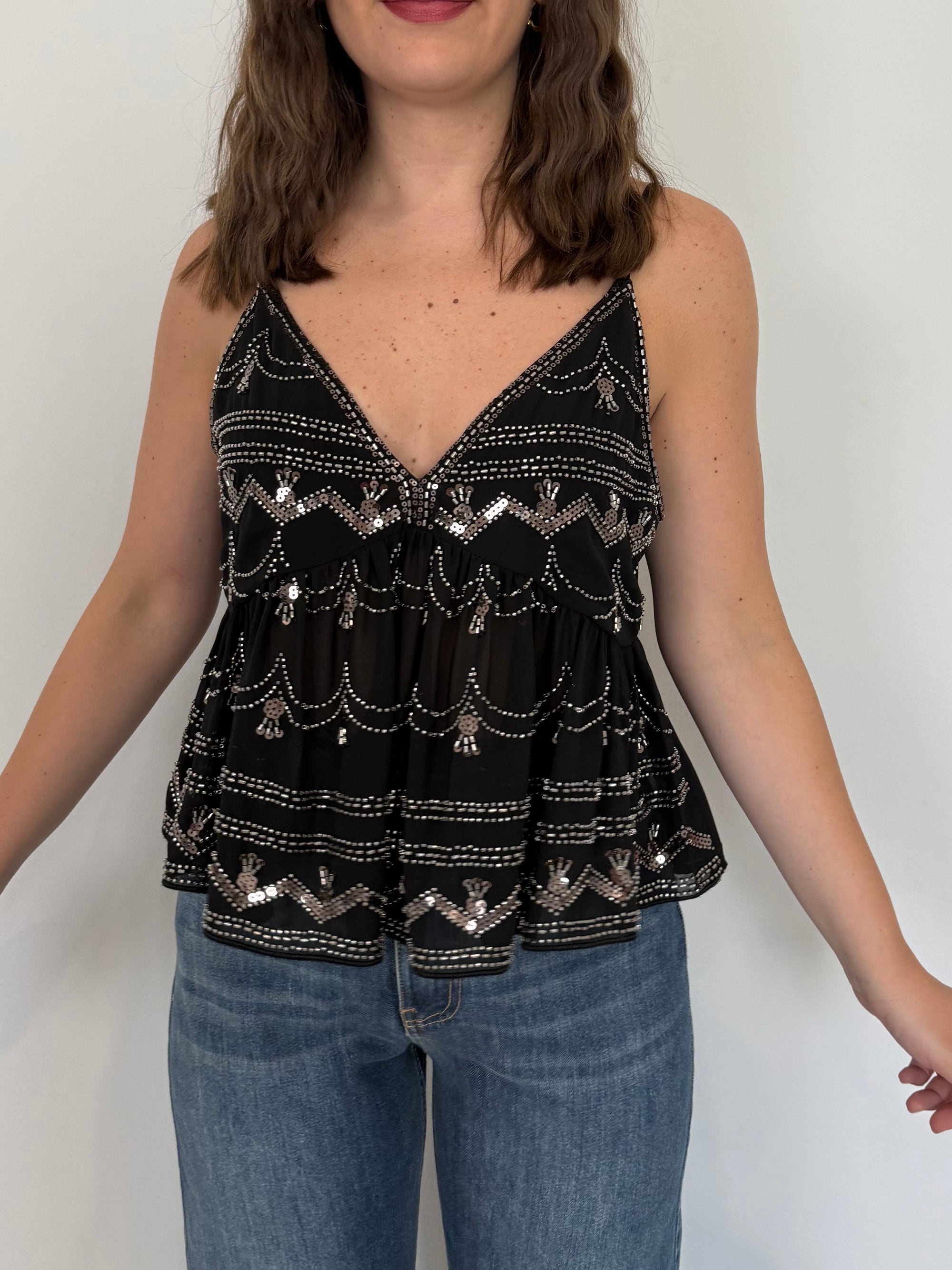 Kontatto - Top in paillettes nero