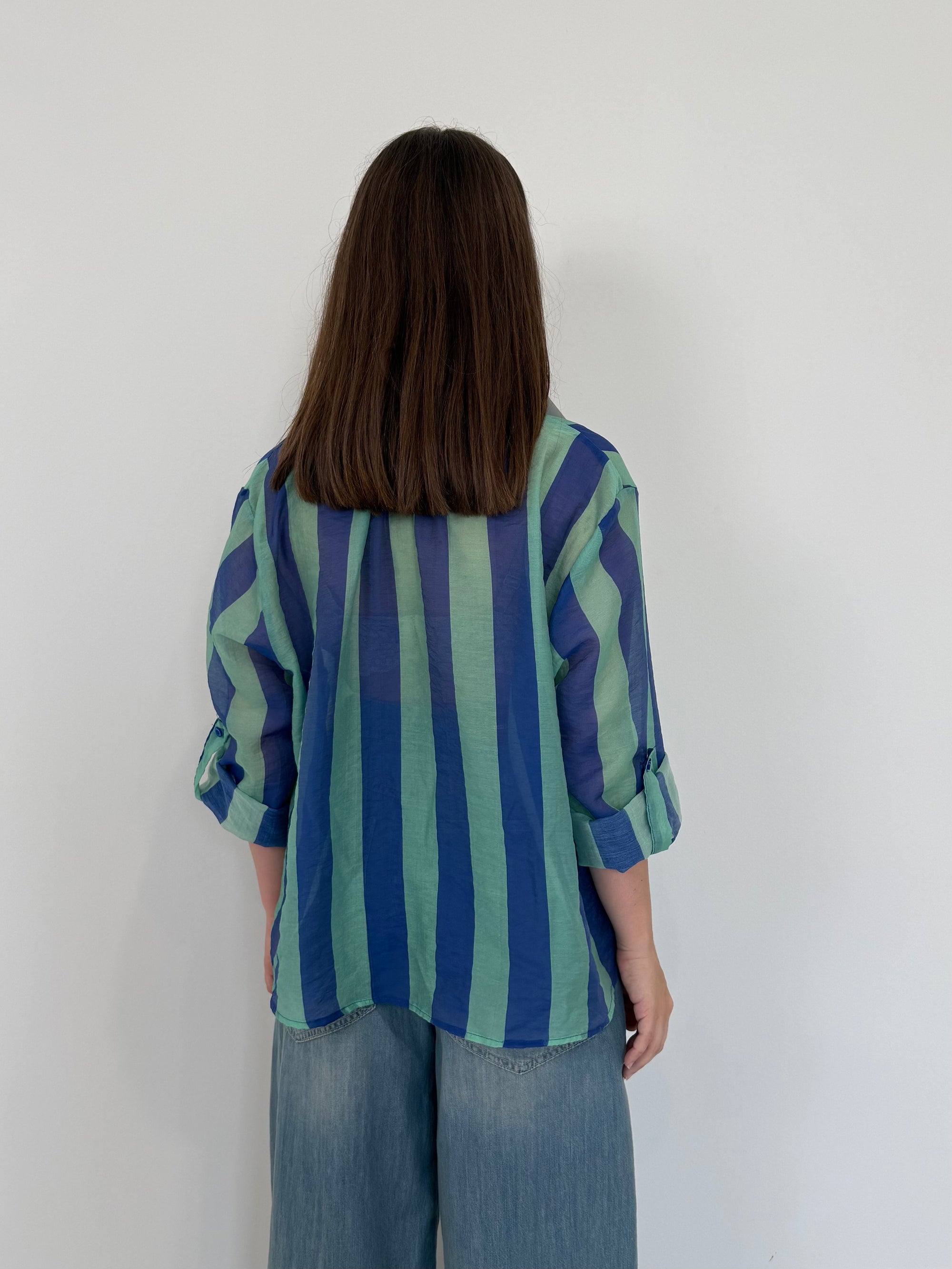 Haveone - Camicia righe larghe acquamarina
