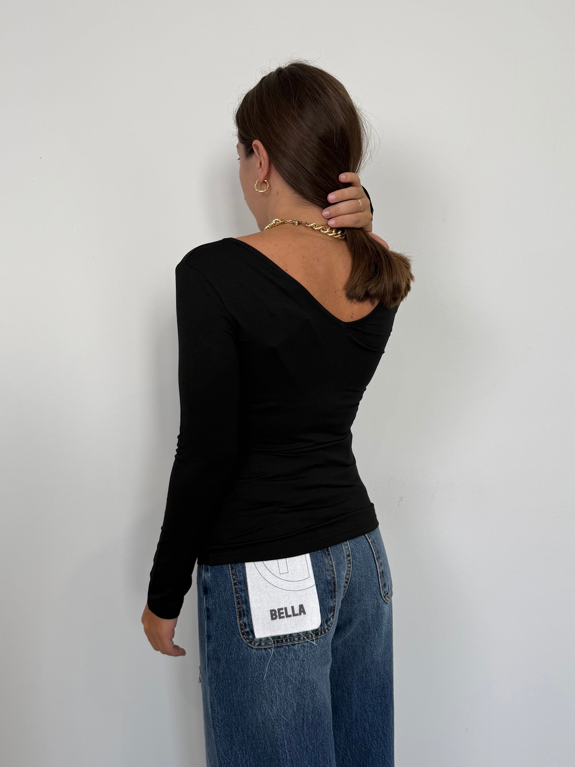 SusyMix - Maglia doppia scollo V nera