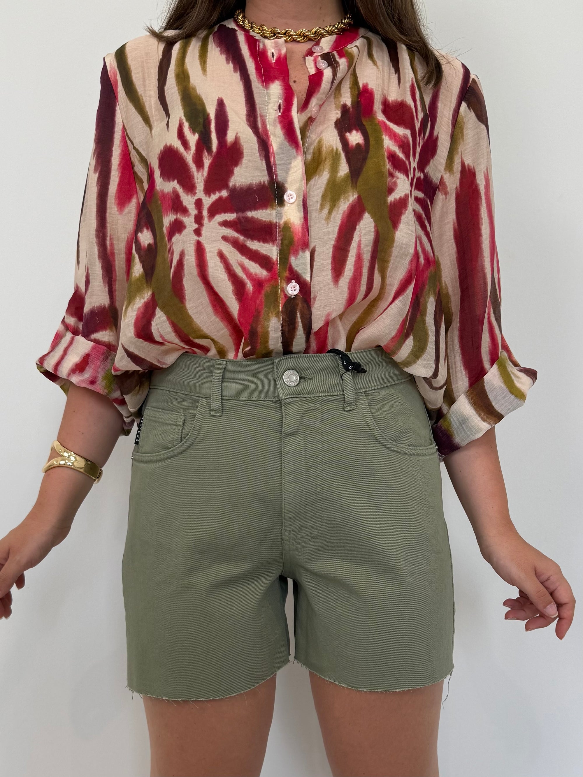 Haveone - Short violet denim verde