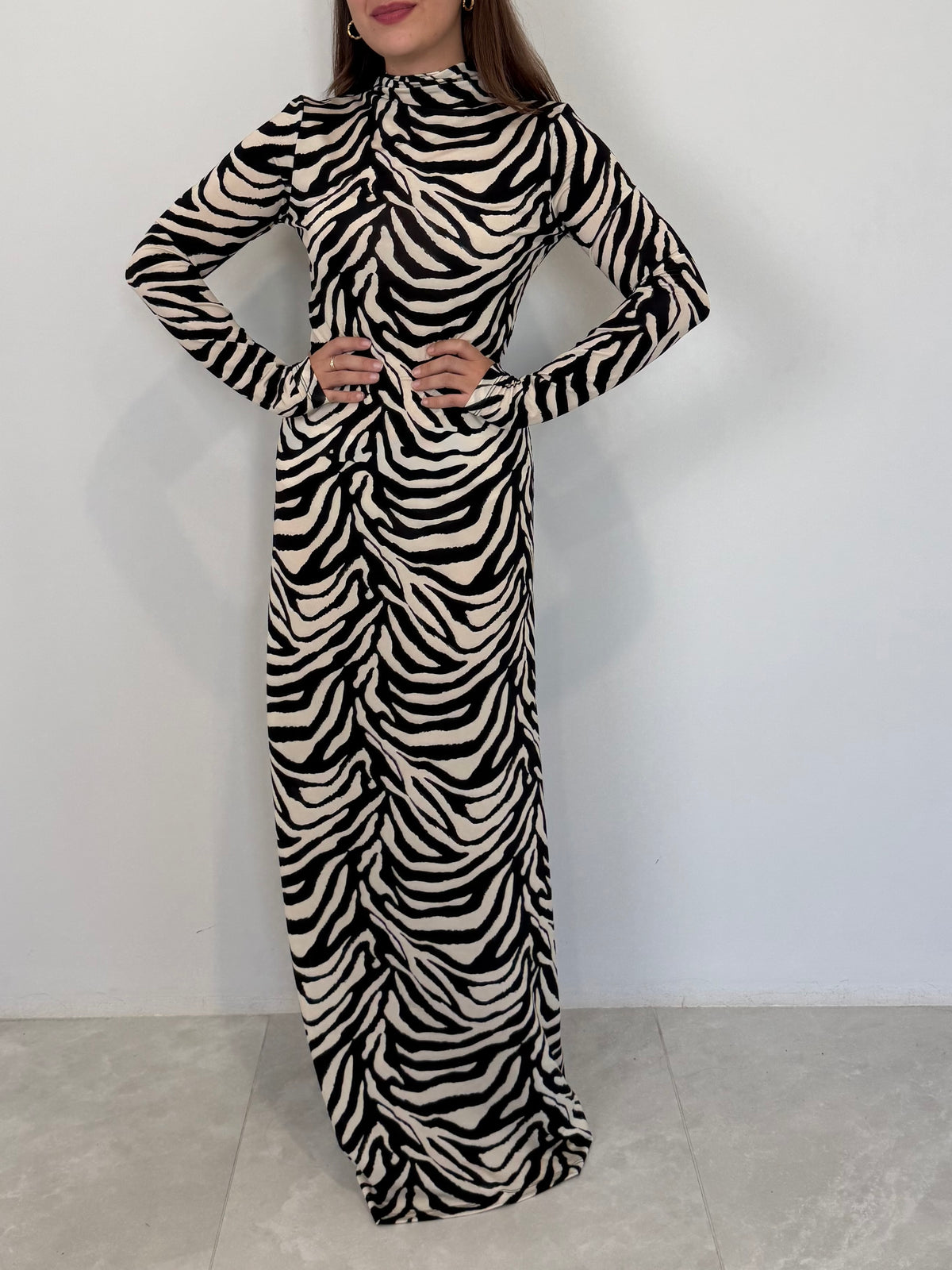 Tensione In - Abito lungo fantasia zebra