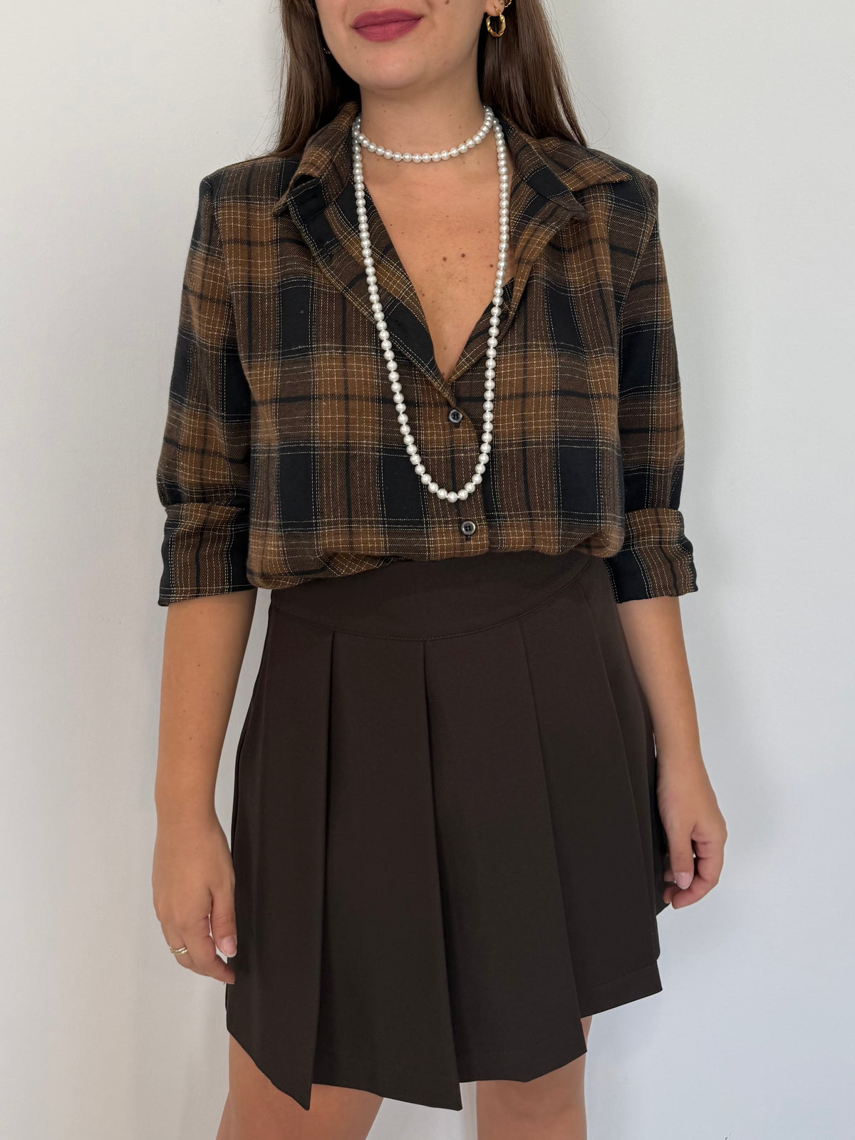 SusyMix - Camicia in flanella con collana perla