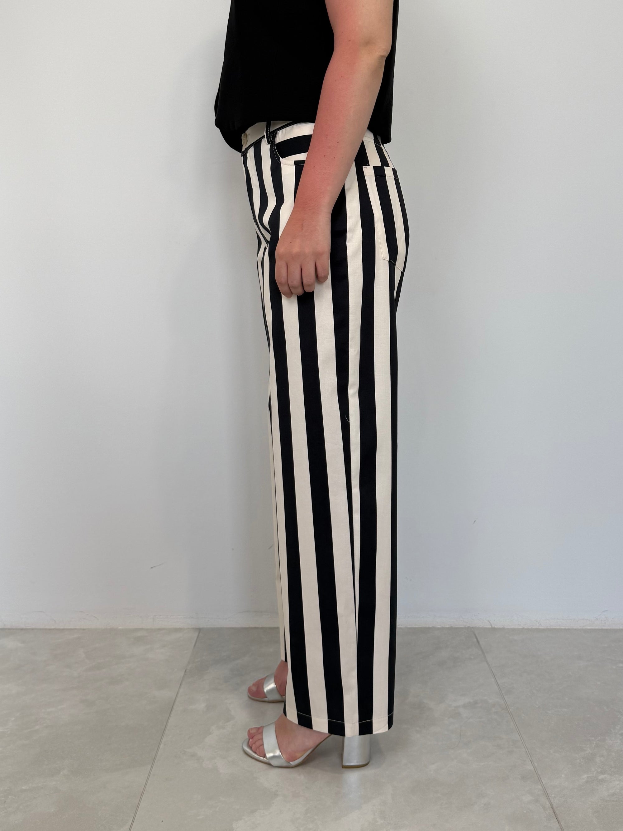 Tensione In - Pantalone trend righe bianco nero