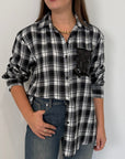 SusyMix - Camicia check nera con tasca paillettes