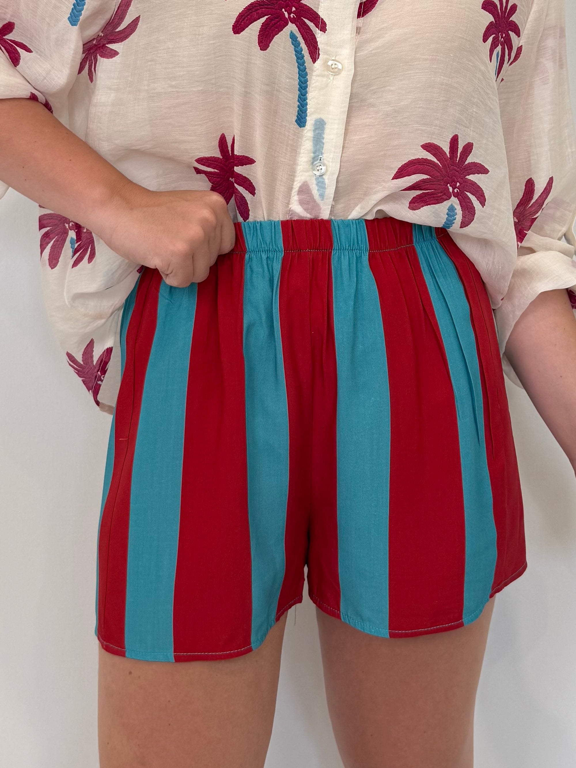 Haveone - Short rigato ottanio