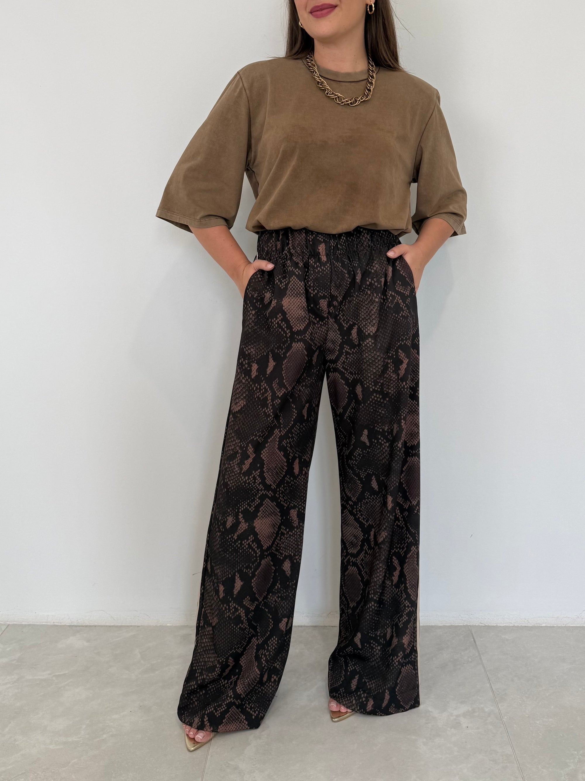 SusyMix - Pantalone animalier con bande