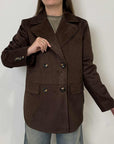 SusyMix - Giacca doppiopetto suede moro