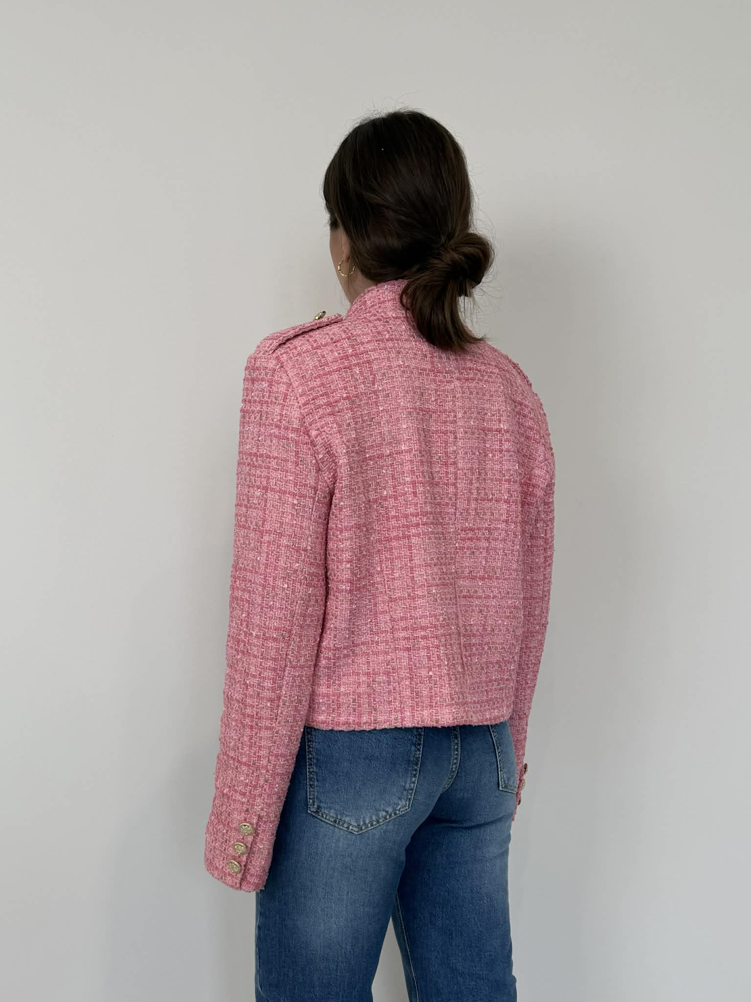 Motel - Giacca napoleon tweed fuxia